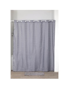 1207180 - rideau de douche polyester avec oeillets integres 180x200 cm - gris