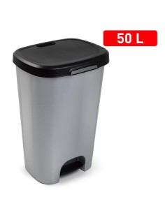 1211612 - poubelle avec pedale black 50l argent