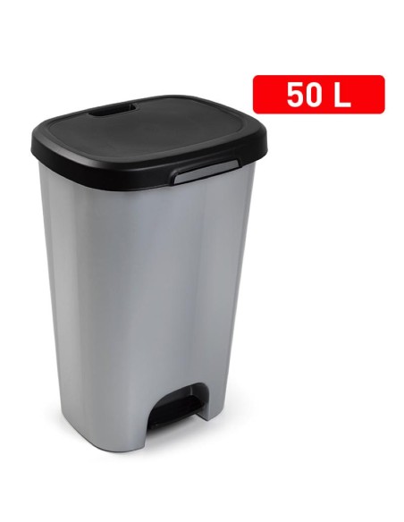 1211612 - poubelle avec pedale black 50l argent