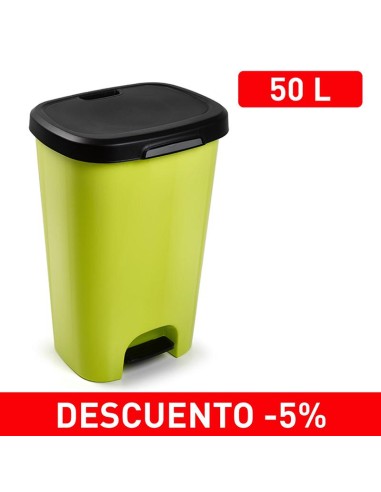 1211639-poubelle avec pedale black 50l vert-jaune