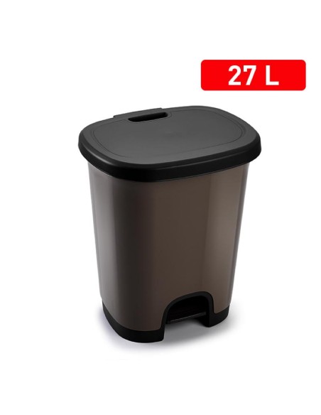 1206223 - poubelle avec pedale black 27 l taupe
