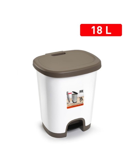 1225423-poubelle a pedale 18 l taupe