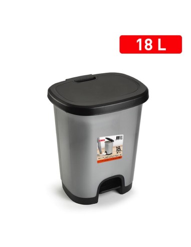 1230612 - poubelle avec pedale black 18l argent