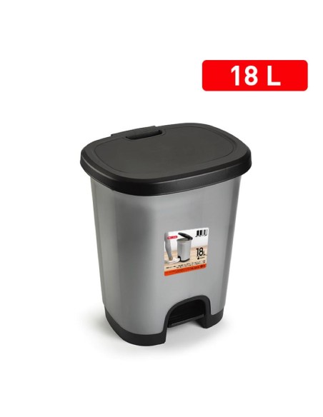 1230612 - poubelle avec pedale black 18l argent