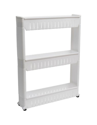 9899100 - meuble de rangement pp 3 niveaux sur roulettes - blanc