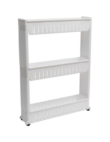 9899100 - meuble de rangement pp 3 niveaux sur roulettes - blanc
