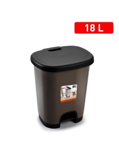 1230623 - poubelle avec pedale black 18l taupe
