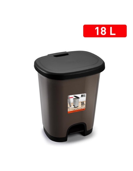 1230623 - poubelle avec pedale black 18l taupe