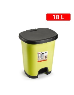 1230639 - poubelle avec pedale black 18l vert-jaune