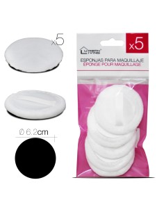 15612 - éponge pour maquillage x5 diam 6.2 cm