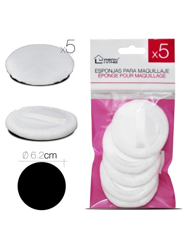 15612 - éponge pour maquillage x5 diam 6.2 cm