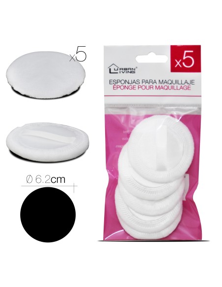 15612 - éponge pour maquillage x5 diam 6.2 cm