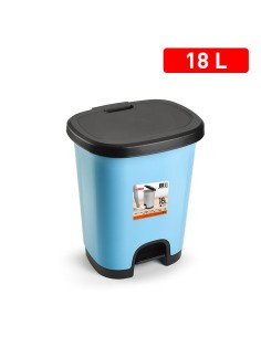 1230640 - poubelle avec pedale black 18l bleu clair
