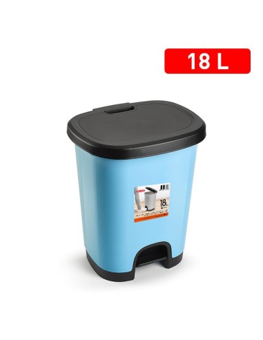1230640 - poubelle avec pedale black 18l bleu clair