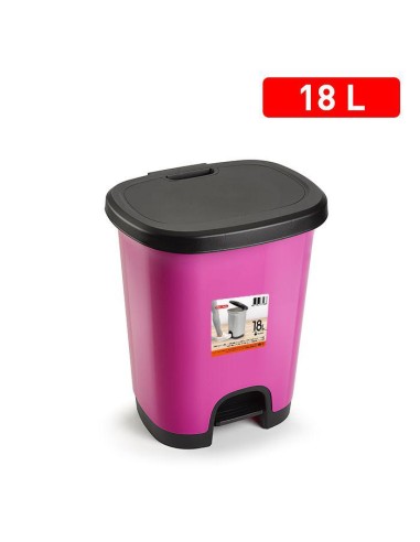 1230628 - poubelle avec pedale black 18l rose