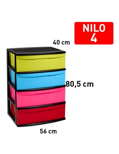 12231e0-bloc de rangement nilo 4 tiroirs negrocolor