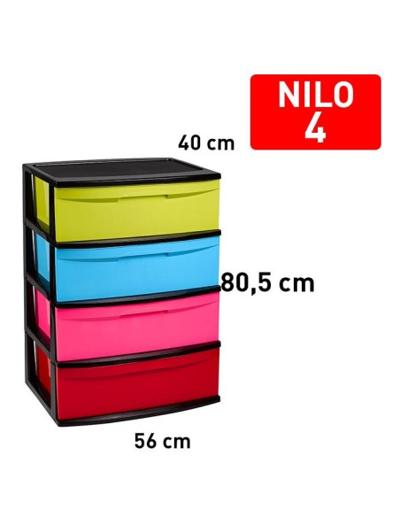 12231e0-bloc de rangement nilo 4 tiroirs negrocolor