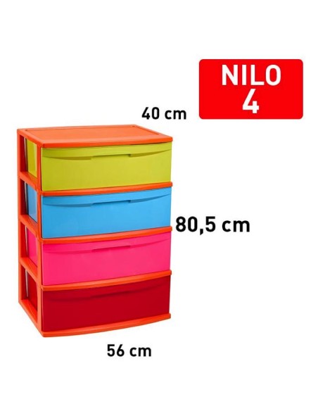 1223103-bloc de rangement nilo 4 tiroirs multicolore