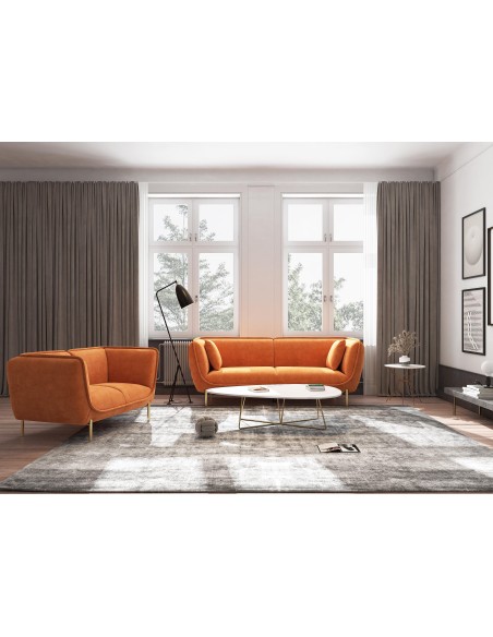 canape astoria 4 places/pieds noirs -terracota nea 42