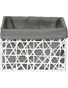 8419n10001 - panier tgm papier 21x18x14 cm - blanc/tissu gris