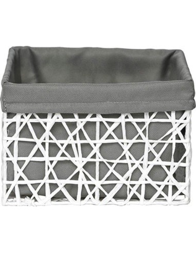 8419n10001 - panier tgm papier 21x18x14 cm - blanc/tissu gris