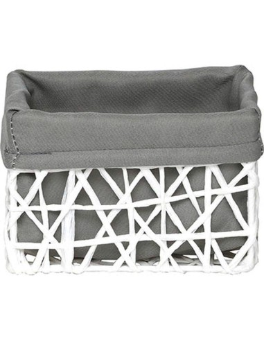 8419n10003 - panier mm papier 15,5x11x10 cm - blanc/tissu gris