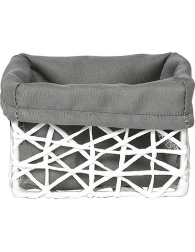 8419n10004 - panier pm papier 12,5x8x8 cm - blanc/tissu gris