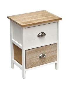 9898213 - petit meuble paulownia/mdf 2 tiroirs avec poignee metal - bicolore bla