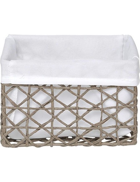 841916502 - panier gm papier 19x15x12 cm - taupe/tissu blanc