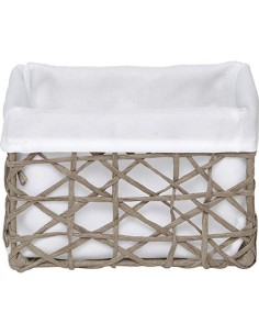841916503 - panier mm papier 15,5x11x10 cm - taupe/tissu blanc