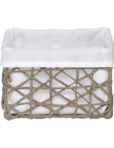 841916503 - panier mm papier 15,5x11x10 cm - taupe/tissu blanc