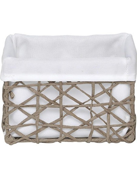 841916503 - panier mm papier 15,5x11x10 cm - taupe/tissu blanc