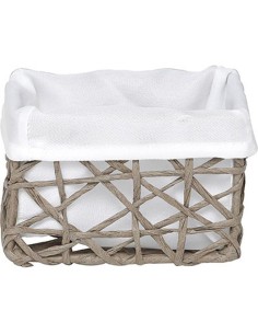 841916504 - panier pm papier 12,5x8x8 cm - taupe/tissu blanc