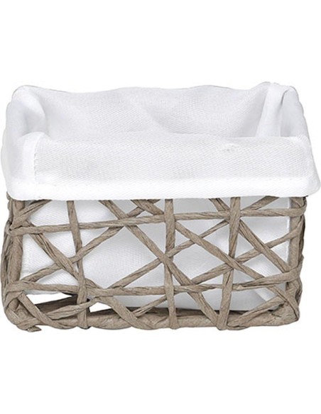 841916504 - panier pm papier 12,5x8x8 cm - taupe/tissu blanc