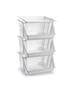 1113601 - lot de 3 resserres é légumes empilables blanc