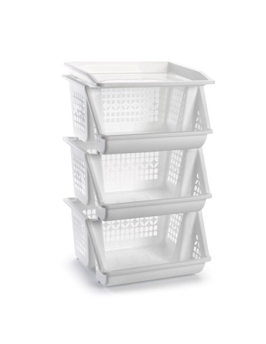 1113601 - lot de 3 resserres é légumes empilables blanc