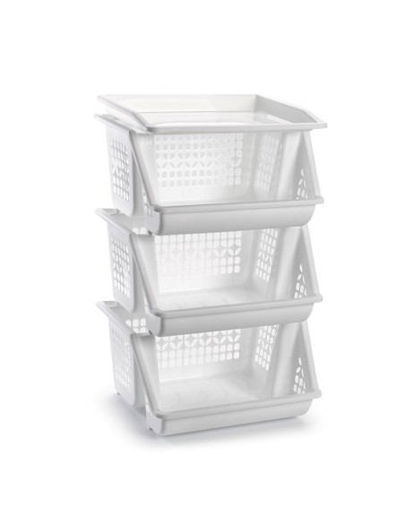 1113601 - lot de 3 resserres é légumes empilables blanc