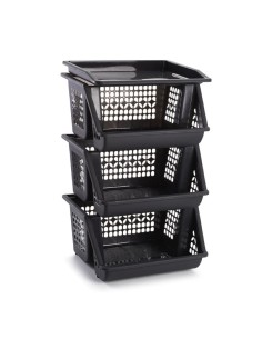 1113622-lot de 3 resserres a legumes empilables gris fonce