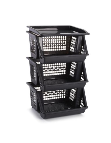 1113622-lot de 3 resserres a legumes empilables gris fonce