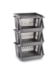 1113636-lot de 3 resserres a legumes empilables gris clair