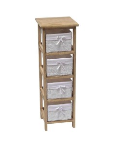 9864245-meuble mdf pm bois 4 paniers papier tresses - naturel/blanc