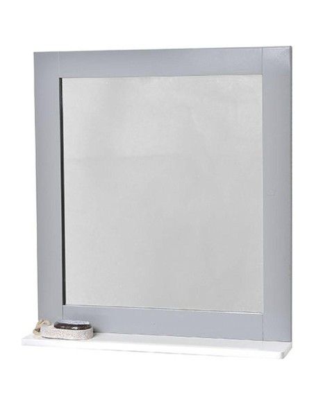9905208-miroir mdf avec etagere - blanc/gris