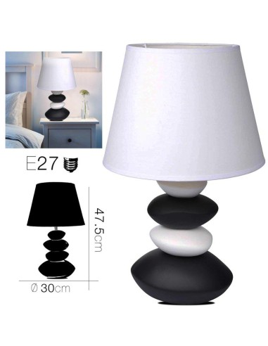 20162-lampe ceramique 4 galets blanc diam 30 x 47.5 cm