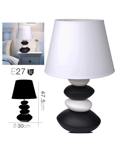 20162-lampe ceramique 4 galets blanc diam 30 x 47.5 cm