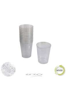 6goj044ag - set de 20 verres en plastique reutilisable 20cl paillete argent