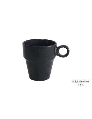 mug empilable gris anthracite 32cl- gres