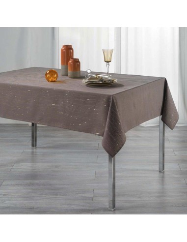 1722231-nappe rectangle 140 x 300 cm polyester applique filiane taupe