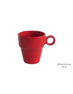 mug empilable rouge 32cl- gres