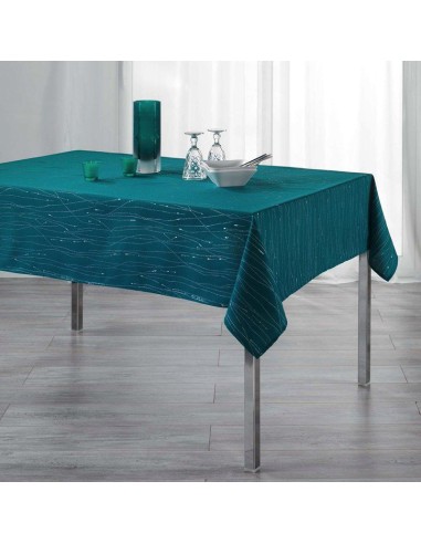 1722228-nappe rectangle 140 x 300 cm polyester applique filiane petrole