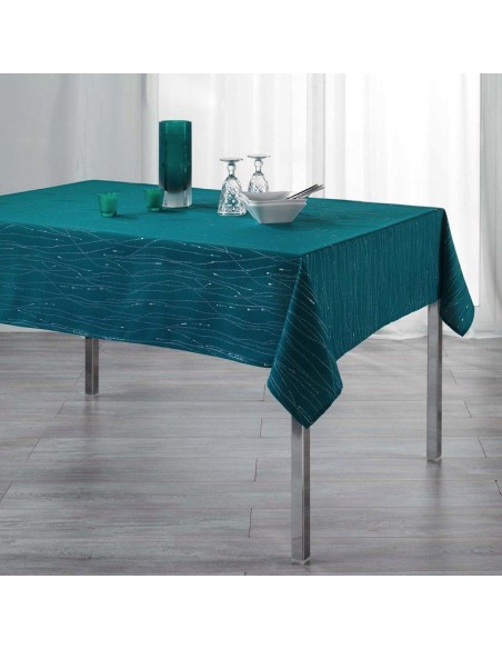 1722228-nappe rectangle 140 x 300 cm polyester applique filiane petrole